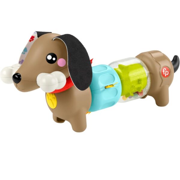 Fisher-Price Cachorro de actividad con sonidos y giros, juguete de ayuda motora con diferentes texturas y colores, para bebés de más de 6 meses (HTW91)