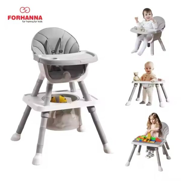 Silla Alta Multifuncional 7 en 1 para Bebés y Niños Pequeños - Convertible en silla alta, silla baja, taburete, estación de aprendizaje, mesa de dibujo, mesa de construcción (compatible con bloques tipo LEGO) o canasta de almacenamiento