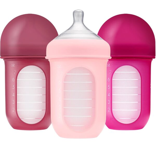 Biberones de Silicona Reutilizables Boon Nursh - Tetina de Flujo Medio - Paquete de 3 - 240 ml (8 oz)