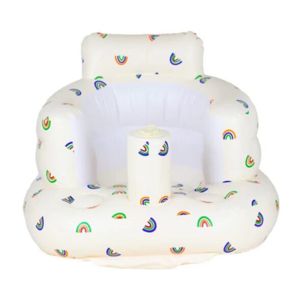 Asiento inflable para bebés de 3 a 36 meses, con bomba de aire incorporada y respaldo para el bebé, arcoíris