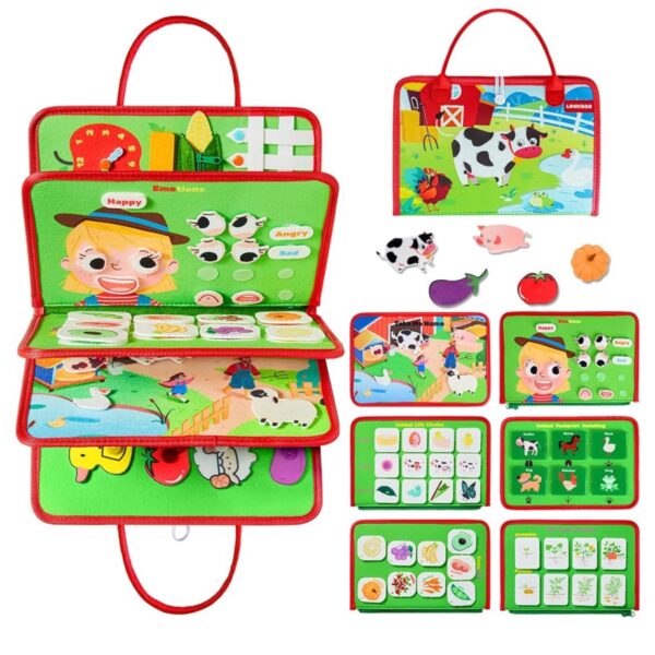 Busy Board Montessori - Juguete Educativo de 8 en 1 para Niños y Niñas de 1 a 4 Años, Perfecto para Aprender y Viajar