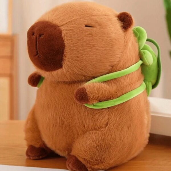Peluche de Capibara con mochila de tortuga, 23cm
