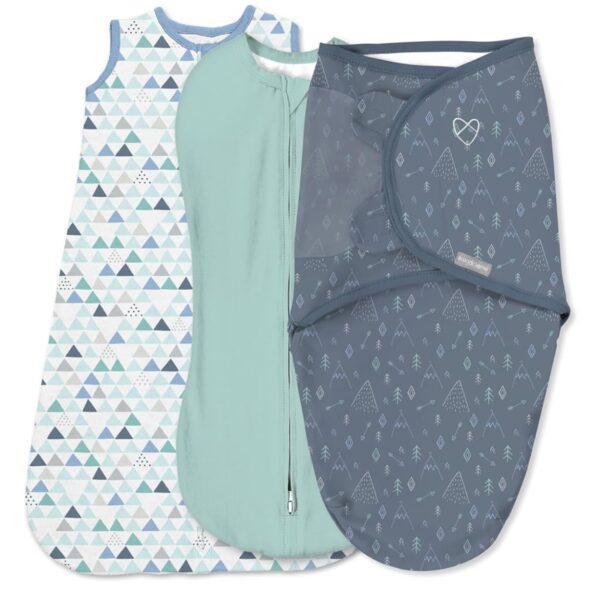 SwaddleMe by Ingenuity - Set de Swaddle, Pod de Compresión y Saco de Dormir, 0-3 Meses, 3 Piezas