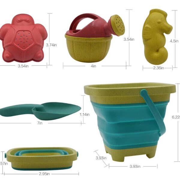 Set de Juguetes de Playa para Niños - 12 Piezas con Cubo Plegable, Pala, Rastrillo y Moldes de Arena para Construcción de Castillos
