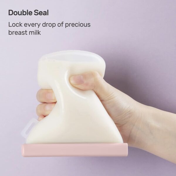 Nuliie 7 Pcs Bolsas Reutilizables de Silicona para Almacenamiento de Leche Materna, 8oz/240ml Bolsas para Congelar Leche Materna a Prueba de Fugas, Bolsas Autostables para Leche Materna Libres de BPA, Bolsas para Comida de Bebé.