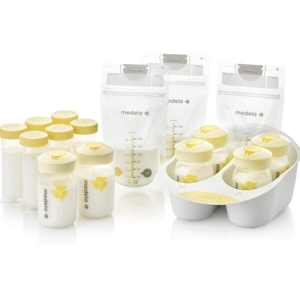 Medela Juego de soluciones de almacenamiento de leche materna, suministros y recipientes de lactancia materna, organizador de leche materna, hecho sin BPA