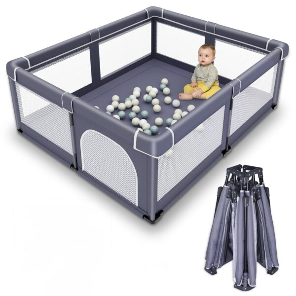 Corral o Corralito de Juegos para Bebés 125x125CM  plegable de fácil instalación con Puerta con Cremallera (63 cm altura)