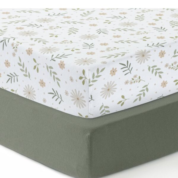 Dreamology Sábanas de Cuna Estándar de Algodón – 100% Algodón, 2 Unidades. Suaves, Transpirables y Cómodas para Niñas y Niños. Tamaño de 28 x 52 pulgadas.
