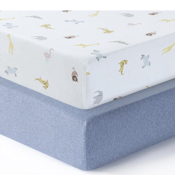 Dreamology Sábanas de Cuna Estándar de Algodón – 100% Algodón, 2 Unidades. Suaves, Transpirables y Cómodas para Niñas y Niños. Tamaño de 28 x 52 pulgadas.