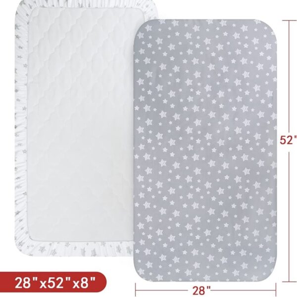 Moonsea - Sabanas de cuna para bebé, paquete de 2, ajustables para colchón estándar, suaves y transpirables, colores gris y blanco