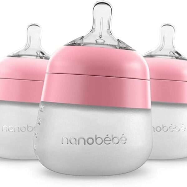 Nanobebe - Biberón Individual Flexy Rosa 150 ml, paquete de 1