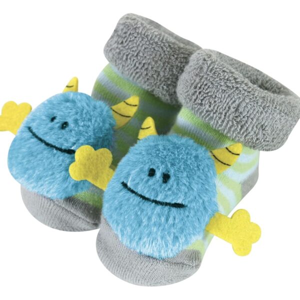 Stephan Baby – Calcetines Sonajeros para Bebé, Blue Monsters (3-12 meses