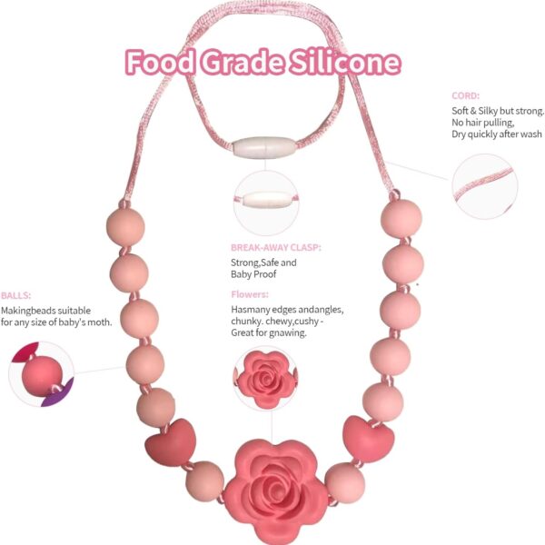 Paquete de 2 collares de silicona de dentición de flores
