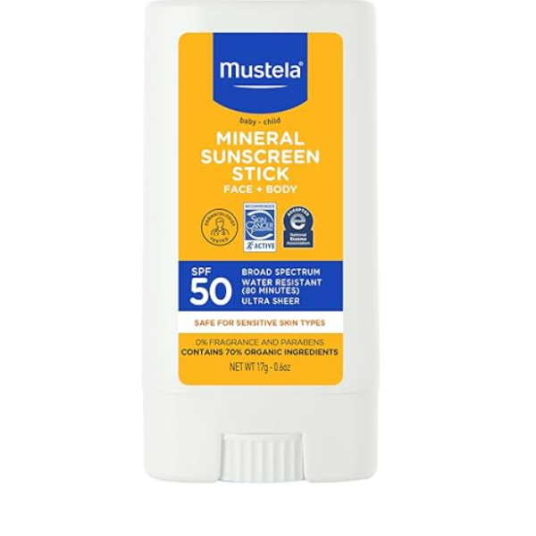 Mustela - Bloqueador mineral en barra SPF 50 para bebés resistente al agua