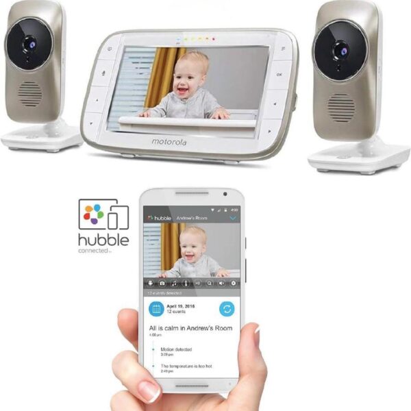 Motorola MBP845CONNECT-2 – Monitor de video para bebés de 5” con Wi-Fi, 2 cámaras, zoom digital, audio bidireccional, pantalla de temperatura y app móvil