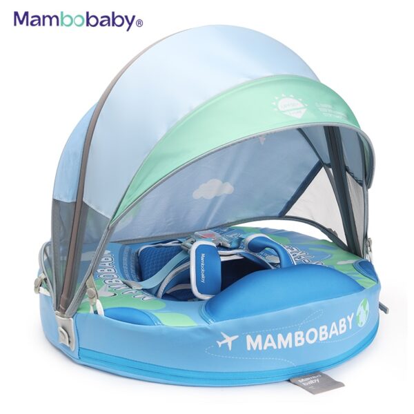 Flotador de Bebé Mambobaby con Cola antivuelco y toldo con protección solar UPF50+, No Inflable, 2 Posiciones de Nado, para bebés de 3-24 meses, tierra