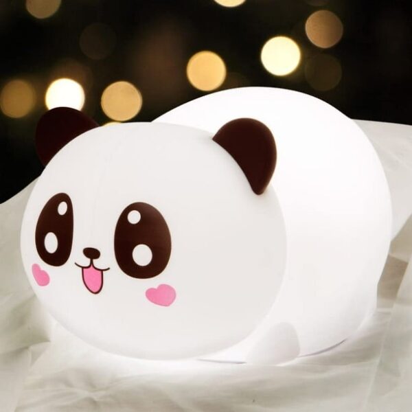 Luz Nocturna Infantil Panda - Silicona Suave, Recargable y Cambia de Color con un toque