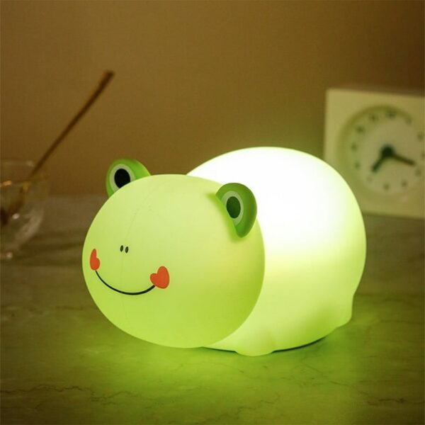 Luz Nocturna Infantil Ranita - Lámpara LED de Silicona Suave, Recargable