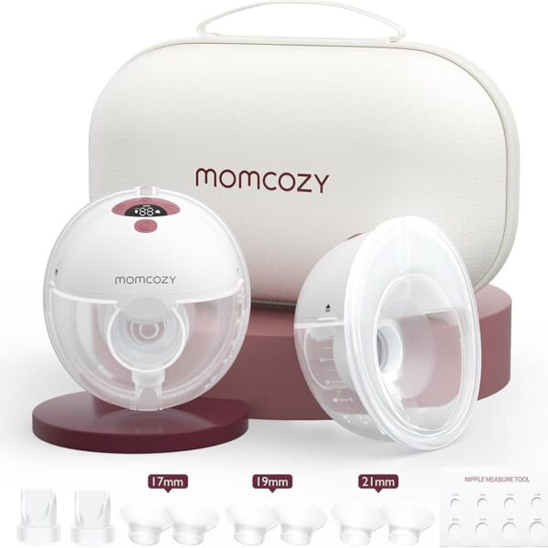 Momcozy Extractor de Leche Eléctrico Portátil M5 - Manos Libres, Diseño de Boca de Bebé, Brida de Doble Sellado, 3 Modos y 9 Niveles de Succión, Tamaño de 24mm