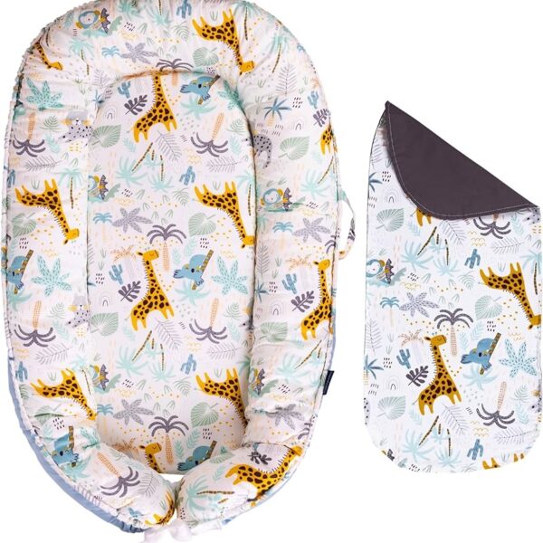 Comfeez - Tumbona o nido para bebé, con colchón de 2 pulgadas, funda suave, forro impermeable para orina y funda de almohadilla impermeable, BL11 de algodón