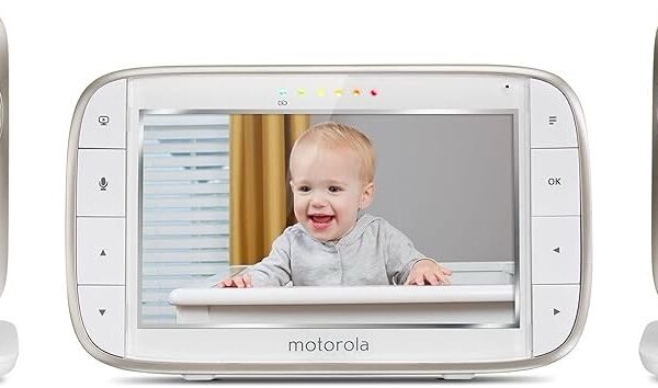 Motorola MBP845CONNECT-2 Monitor de video para bebés de 5 pulgadas con visión Wi-Fi, 2 cámaras, zoom digital, audio bidireccional y pantalla de temperatura ambiente