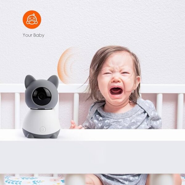 Yelour - Monitor de bebé 2K, monitor de bebé con cámara y audio, pantalla a color de 5 pulgadas, visión nocturna infrarroja, conversación de 2 vías, alarma de temperatura y sonido, detección de gritos, con aplicación móvil