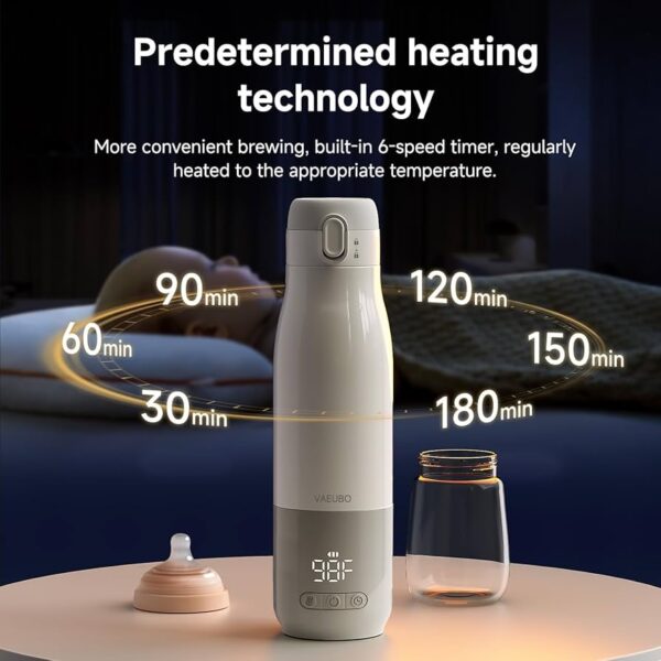 Vaeubo - Calentador de botellas portátil, calentamiento de película nano de 12 onzas, función de reserva, carga rápida, 55 W, batería de litio de gran capacidad de 9000 mAh