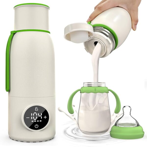 Zuwsujs - Calentador de botellas portátil para viajes, calor rápido de 4 minutos, retención de calor de 20 horas, recargable inalámbrico de 17 onzas para la leche materna