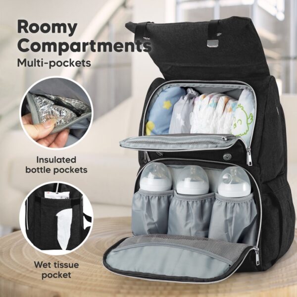 KeaBabies – Mochila pañalera Explorer, color negro moderno
