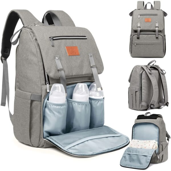 KeaBabies – Mochila pañalera Explorer, Gris