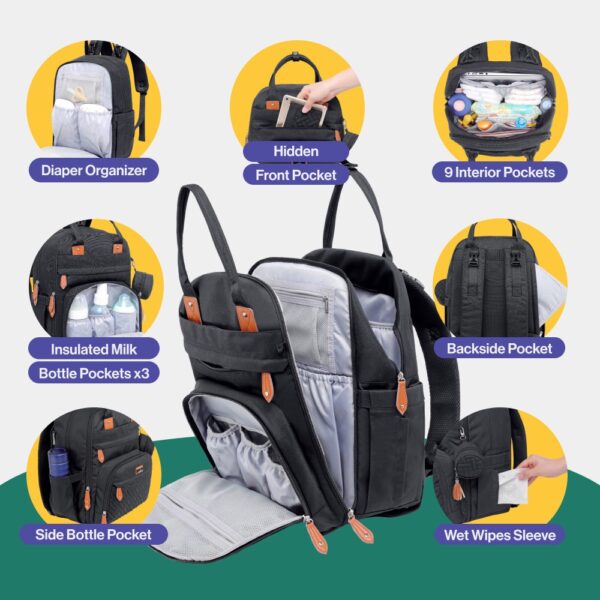 BabbleRoo – Mochila pañalera XL original Negro