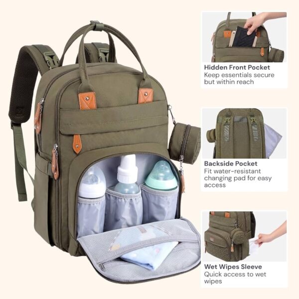 BabbleRoo – Mochila pañalera XL original, verde