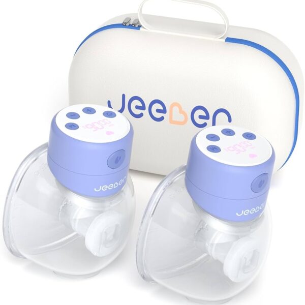 Jeeber - extractor de leche eléctrico con bolsa de almacenamiento, manos libres, batería de mayor duración y pantalla LED, bomba de lactancia materna portátil con brida de 19/21/24 mm