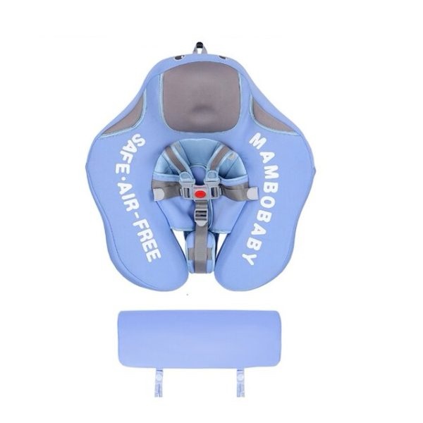 Flotador de Bebé Mambobaby con Cola antivuelco y toldo con protección solar UPF50+, No Inflable, 2 Posiciones de Nado, para bebés de 3-24 meses, celeste clásico