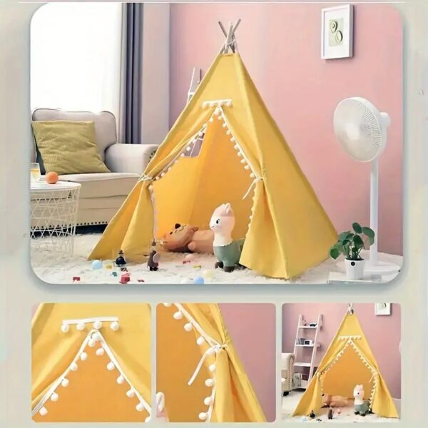 Tienda tipi para niños Gmbin – Carpa plegable 1,35 m para interior/exterior, color amarillo, casa de juegos creativa, fácil de guardar
