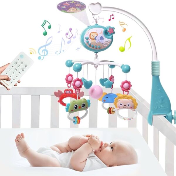 Móvil Musical Azul (Blue - Star) para Cuna con Luces y Juguetes Colgantes – Unisex