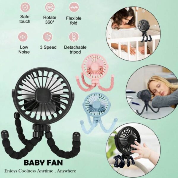 Ventilador Pulpo Portátil para Carriola y Escritorio – Color Rosado