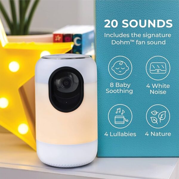 Ohma Smart Baby - Monitor WiFi para bebés, máquina de sonido de ruido blanco, luz nocturna, sensor de temperatura y humedad, conversación y escucha inalámbrica