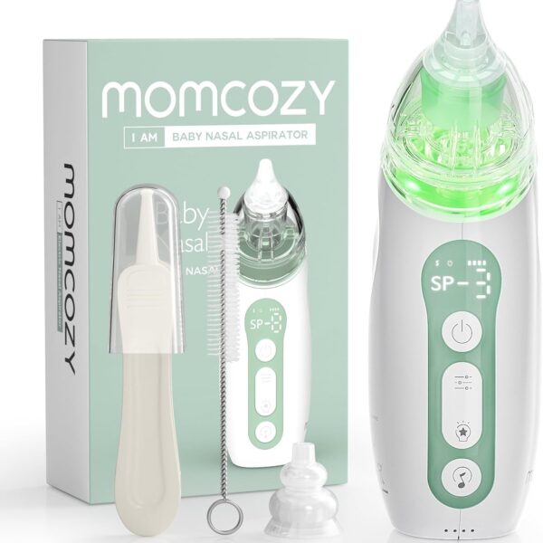 Momcozy- Aspirador Nasal Eléctrico para Bebé – 3 Niveles de Succión, Luz y Música Calmante, Recargable y Portátil, con Estuche de Viaje