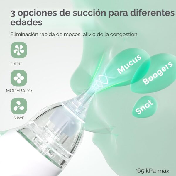 Momcozy- Aspirador Nasal Eléctrico para Bebé – 3 Niveles de Succión, Luz y Música Calmante, Recargable y Portátil, con Estuche de Viaje