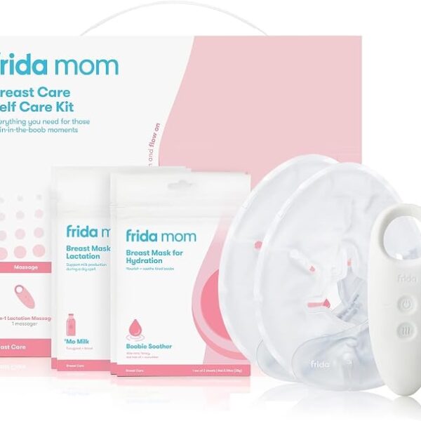 Kit Frida de cuidado personal para el pecho de la mamá, masajeador de lactancia 2 en 1, calentadores de pecho instantáneos, máscara de pecho para hidratación