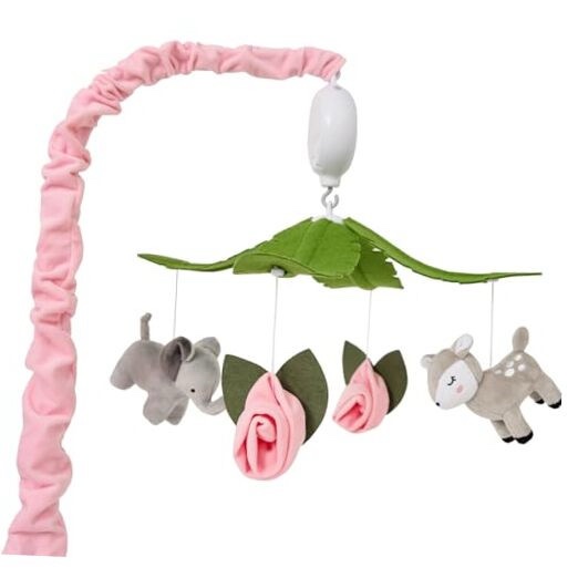 PINNKKU Cuna móvil musical floral y de animales para bebés