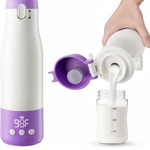Calentador de Biberones Portátil 9000mAh – Calienta en 3 Minutos, 350ml, Acero SUS316, con Temporizador y Control de Temperatura