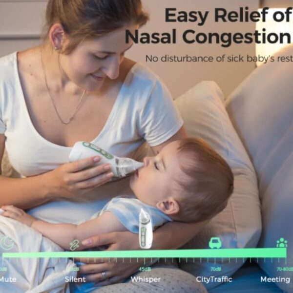 Momcozy- Aspirador Nasal Eléctrico para Bebé – 3 Niveles de Succión, Luz y Música Calmante, Recargable y Portátil, con Estuche de Viaje