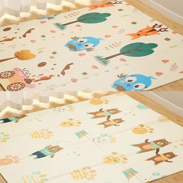 Alfombra de Juego Reversible – Diseño Animales del Bosque y Ositos, Plegable (150x180cm)