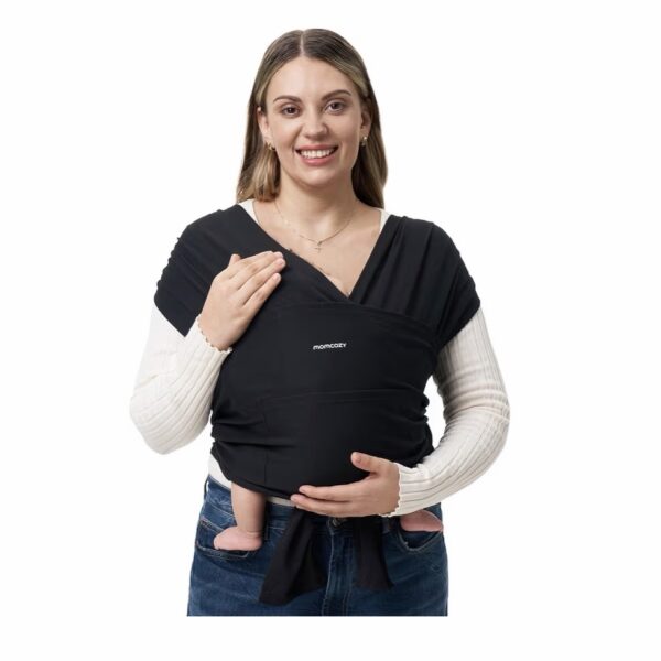 Momcozy Portabebés o cargador ajustable para recién nacidos a niños pequeños de 8 a 35 libras,  tipo fular, color gris claro