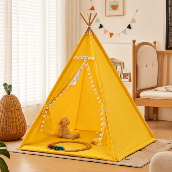 Tipi Tienda de Campaña para Niños 160cm con Alfombra - amarillo