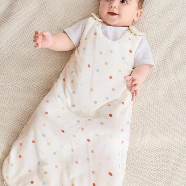 Saco de Dormir o swaddle para Bebé de Muselina Suave con Estampado de Lunares