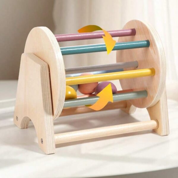 Rodillo Montessori de Madera con Bolas – Juguete Sensorial para Bebés