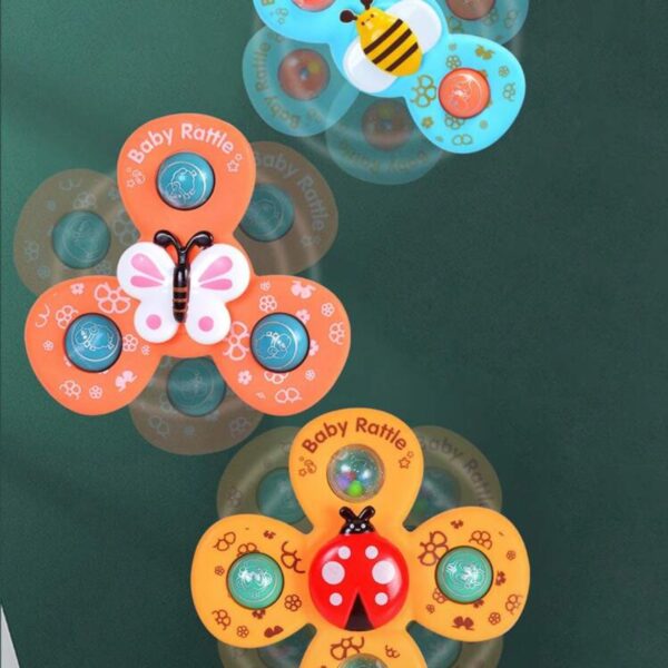 Set de 3 spinners Sensoriales con Ventosa – Juguetes Giratorios de Insectos para Bebés